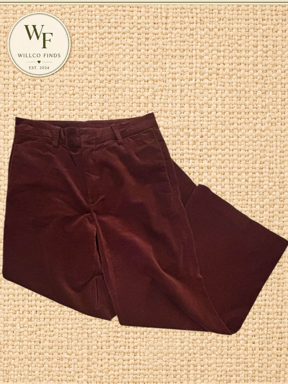 KUT From The Kloth Women’s Size 4 Burgundy Velvet Wide Leg Pants Trousers
